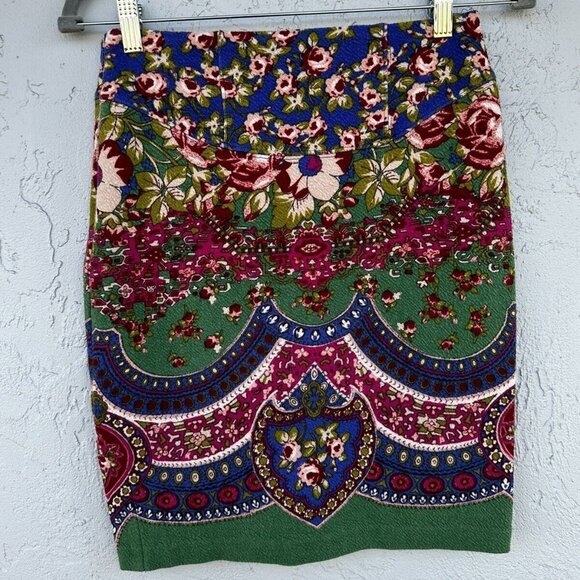 Anthropologie Maeve Sheffield Women's Textured Pencil Floral Print Skirt Sz 4 - Picture 2 of 9